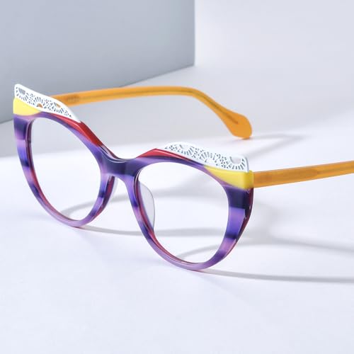 Image of HEPIDEM Multicolor Acetate Glasses Frame Women Cat Eye Eyeglasses Men Optical Spectacles 9291