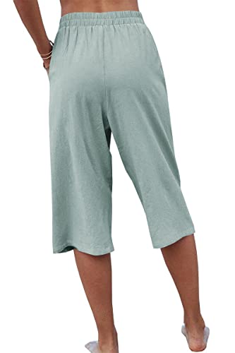 Image of Veatzaer Women's Elastic Waist 3 /4 Capri Harem Pants with Pockets Casual Loose Solid Yoga Trousers S-XXL