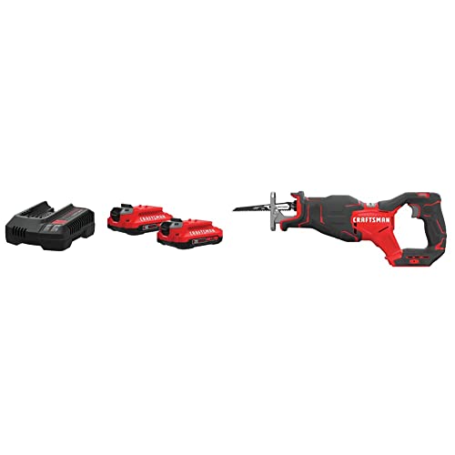 Craftsman V20 Battery & Charger Starter Kit, 2.0 Ah With V20 Reciprocating Saw, Cordless (Cmcb202-2Ck & Cmcs350B) #TOP7