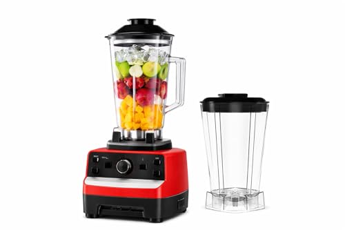 5500W Professional Blender with 2L Capacity – Juicer, Mixer, Crusher, and Food Processor in Red
