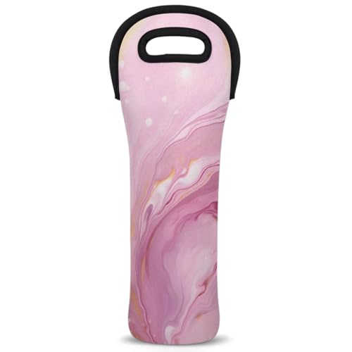Neoprene Wine Tote Carrier Bag for Wine,Water, Champagne, Beer, Baby Bottles 15.6 x 5.1 Inches, Protective Wine Bag,Pink Dynamic Colors
