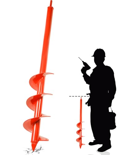 4' x 25' Upgraded Auger Drill Bit for Planting, Extanded Length Garden Auger Drill Bit for 3/8' Hex Drive Drill, Garden Spiral Hole Drill Planter for Bulb Planting, Bedding Plants, Umbrella Holes