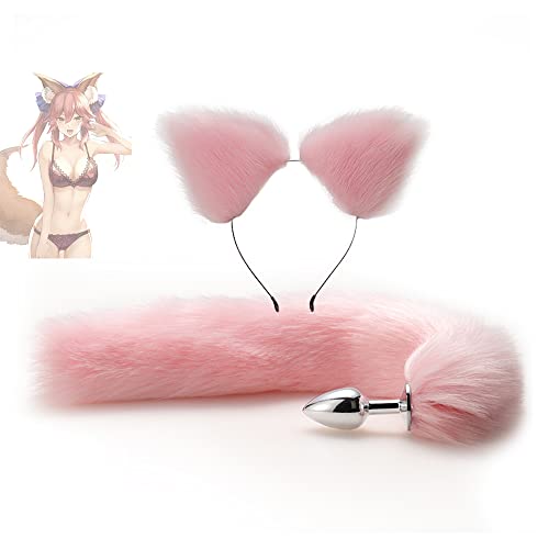Marilia Fox Tail Cosplay Fairy Wearing Ears Furry Long Tail (Rose)