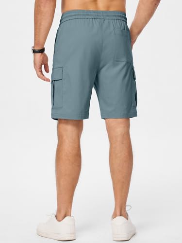 Image of JMIERR Men's Casual Stretch Cargo Shorts | Drawstring Elastic Waist, Multi Pockets, Summer Work Short, Classic