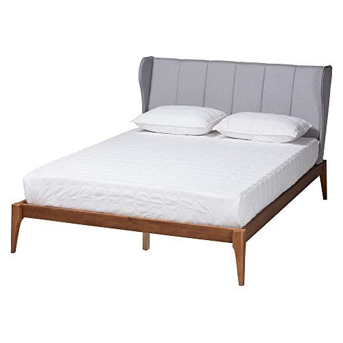 Baxton Studio Royce Bed (Platform), Queen, Light Grey/Ash Walnut #TOP22