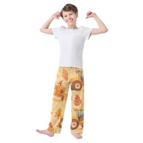 ZZXXB Autumn Maple Tractor Boys Long Pants Soft Trousers Elastic Waist Kids Lounge Bottoms with Pockets S-XL3
