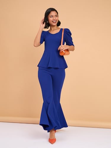 Image of barcino Women Peplum Top /Bell Bottoms