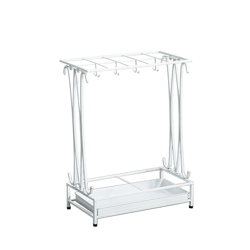 CCKUYT Paragüero Industrial con 10 Ranuras y 8 Ganchos, contenedor de Metal Hueco para Guardar Paraguas en la Entrada, Ideal para Espadas y Bastones de Juguete.