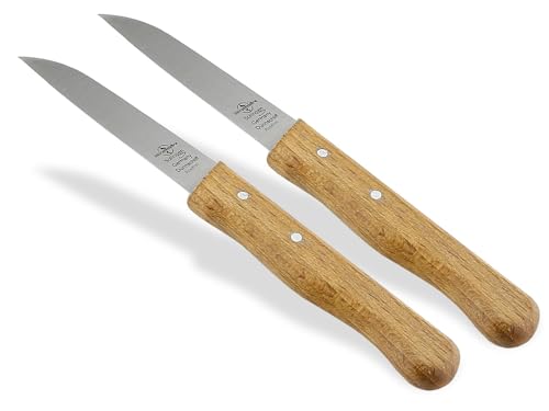 Schälmesser aus Solingen Küchenmesser 2er Set mit Rostfreier Edelstahl Messerklinge Gemüsemesser mit Echt Holz Griff Kleines Allzweckmesser zum...