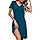 Demegimi Chemise de nuit à manches courtes pour femme Chemise de nuit en coton Courte Dentelle Robe de nuit d'été S-3XL, Turquoise., XL
