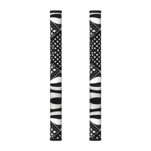 ZhanMg - Juego de 2 fundas para manijas de puerta para nevera multiusos con diseño de bandera americana en blanco y negro, apto para lavavajillas, microondas y muebles