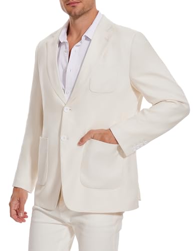 TURETRENDY Men's Linen Sport Coat Two Button Lightweight Blazer Business Casual Jacket2