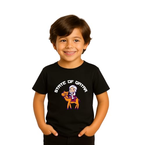 Qatar Boy’s T-Shirt – Soft Cotton Round Neck Short Sleeve Tee for Boys - Lightweight and Breathable - Comfortable for School, Outdoor Play, Sports, Travel, and Everyday Casual Wear