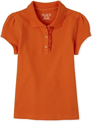 The Children’s Place Girls’ Short Sleeve Ruffle Pique Polo