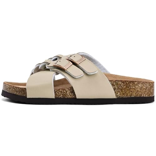Torotto Kids Girls Boys Sandals with Cork Footbed Adjustable Strap Toddler Casual Slides Sandals Open Toes Flat (957/Beige,30) — view 3