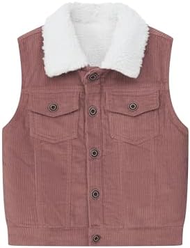 Toddler Baby Boy Corduroy Vest Winter Sherpa Lined Jacket Sleeveless Coat image 5