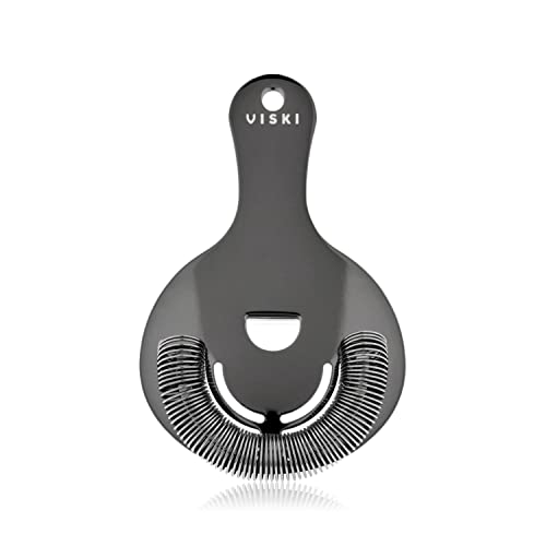 Viski Hawthorne and Bartending Strainer - Stainless Steel Bar Cocktail Strainer for Drinks with Handles, Gunmetal Black