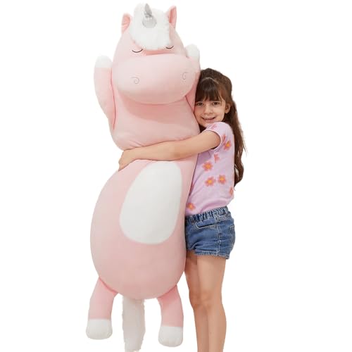 Morismos W213_26_130 Giant Unicorn Body Pillow 4Ft, 51.2In Long Plush Unicorn Stuffed Animal Body Pillow cover