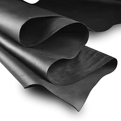 Tooling Leather Square 1.8-2.0MM Thick Genuine Full Grain Cowhide Leather Sheets for Crafts Tooling Sewing Wallet Earring Hobby (Black, 8"x12")