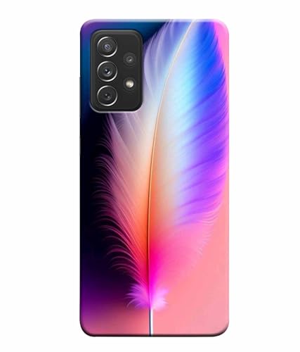 Image of Printed Hard Back Case Cover & Compatible for Samsung Galaxy A72 5G | Colourful Feather (Multicolor) - D1181
