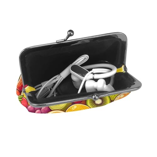 Pu Leather Buckle Coin Purse Cherry-Grapes-Fruit Girls Kiss-Lock Change Purse Wallets4
