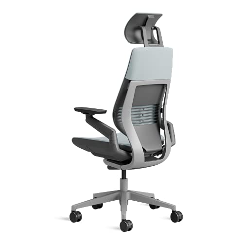 Image of Steelcase Gesture Ergonomic Office Chair with 360 Armrests, 3D Live Back Lumbar Support, Adjustable Headrest Storm Horizon, 66 x 62.5 x 107 cm