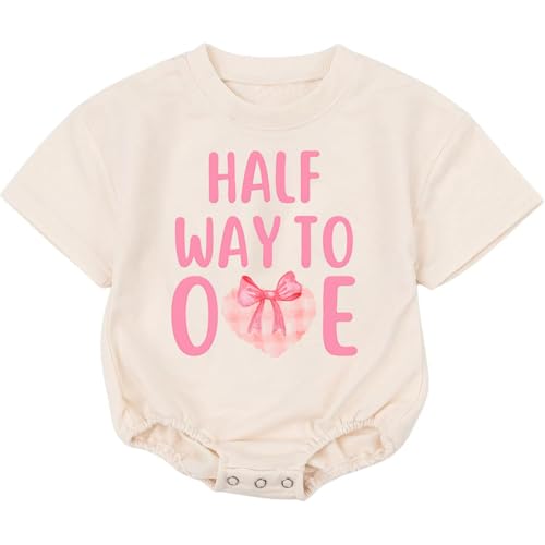 Half Way To One Coquette Bow, Half Birthday Coquette Bow 1/2 Way To One, Soft Romper, Gift For Baby Girls