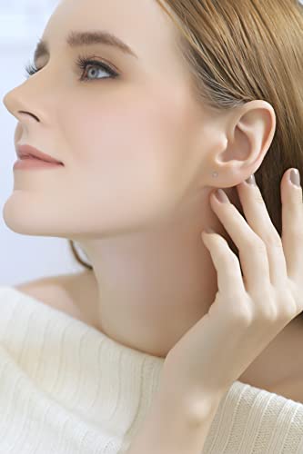 14K Gold Earrings, Round Cubic Zirconia Tiny Small Pierced Long Posts Stud Cartilage CZ Earrings for Women Men, 2mm, 3mm, 4mm, 5mm3