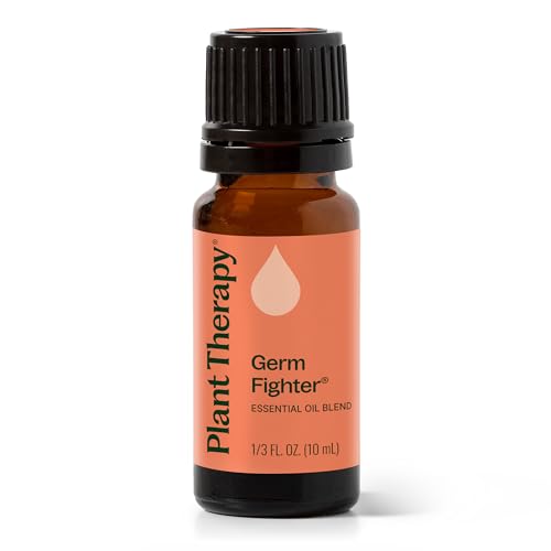 Plant Therapy Germ Fighter Essential Oil Blend Pure, Natural Aromatherapy, for Diffusion & Topical Use, DIY Multi-Surface Cleaner, Hand Cleanser, Home or Office Use, Therapeutic Grade 10 mL (1/3 oz)