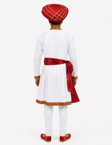 Image of BookMyCostume Marathi Dress for Boys | Traditional Ethnic Maharashtrian Dress for Boys | Angrakha Pyjama, Patka & Pagdi Set | Fancy Dress for Cultural Events, School Functions & Festivals | Adult S-M