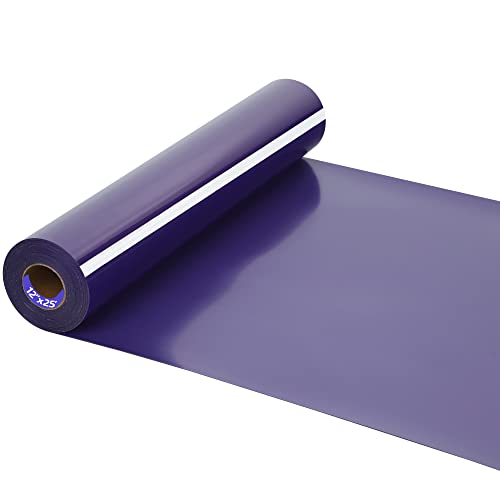 Image of HTV Iron on Vinyl 12Inch by 25ft Roll HTV Heat Transfer Vinyl for T-Shirt HTV Vinyl Rolls for All Cutter Machine - Easy to Cut & Weed for Heat Vinyl Design (Purple, 25ft)