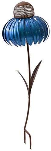 Desert Steel - Blueberry Coneflower Metal Bird Feeder - (14â€W x 36â€H)