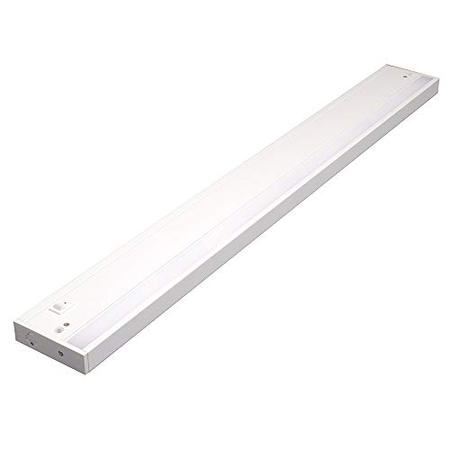 LED Under Cabinet Lighting Fixture, Hardwired or Plug in, Warm White (2700K), 32 inch, 17.3W, 1100lm, Linkable, On/Off Switch Included, ETL & Energy Star Listed, 120V, White Finished, T4S-32-WH-927