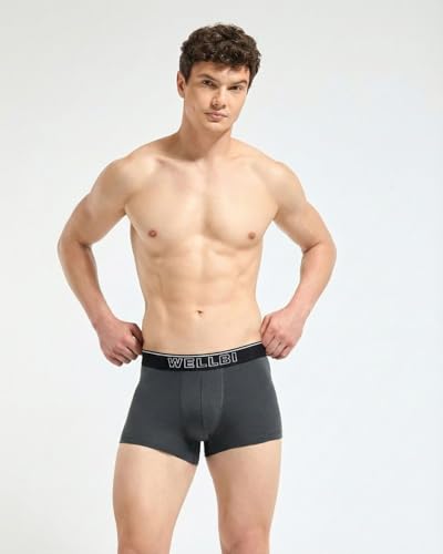 Image of Wellbi Mens Bamboo-Cotton Solid Trunks | 3x Softer Than Cotton | Breathable | Moisture-Wicking | 5x Odour Control | 4-Way Stretch | No Ride-Up Underwear