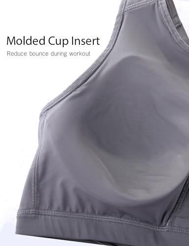 Image of SYROKAN Full Coverage Plus Size Sports Bras for Women | Racerback, Wireless, Removable Paddeds, Cooling Keyhole Back, High Support, Running Bra, Workout