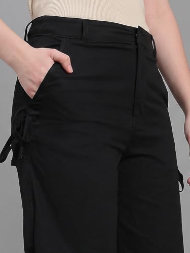 Image of GO COLORS Mostlysane Collection Cotton Pleated Pants Full Length for Women | Mid Rise, Baggy Fit, Solid