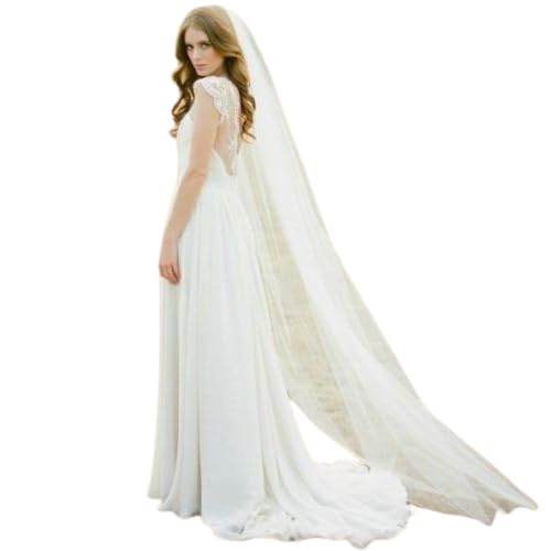 Velo largo de la catedral de la boda velo de novia velo de la catedral blanca velo de novia de la boda para novias y mujeres, Blanco