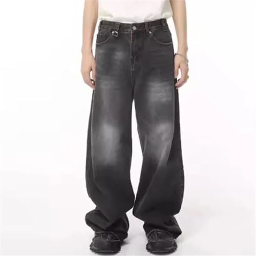 Men Daily Jeans Vintage Denim Pants Baggy Straight Wide Leg Denim Trousers2
