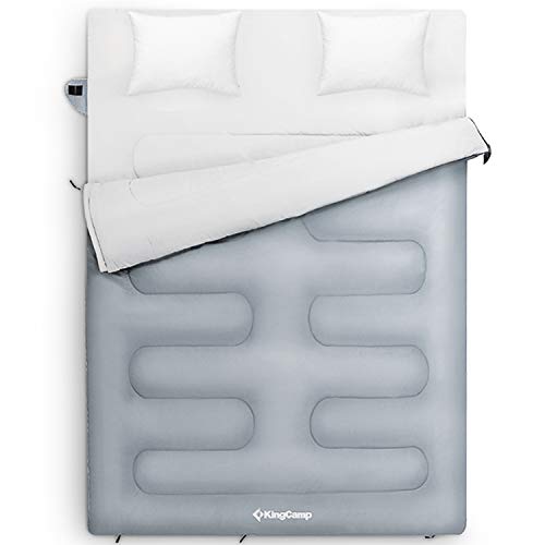 KingCamp Double Sleeping Bag 2 Person Camping Hiking Wide Sleeping Bag with 2