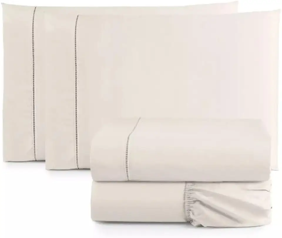 Jogo de Cama Casal King Size Percal 400 Fios Ponto Palito 04 Peças, Antiácaro, Não faz bolinha Toque Extra Macio (Palha)