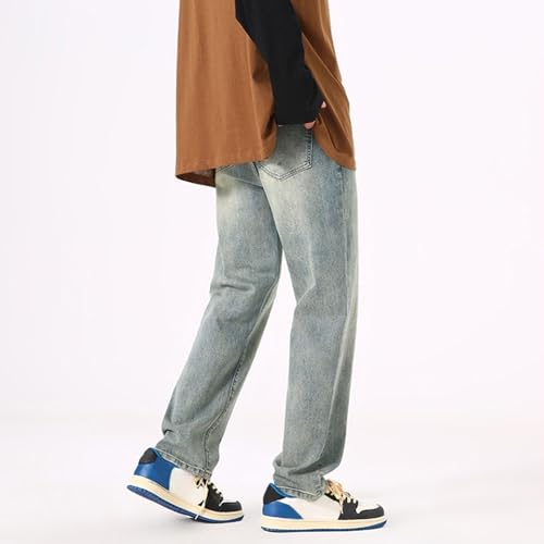Men's Denim Pants Straight Leg Regular Fit Jeans Long Trousers Casual Loose Fit Jean Pants4