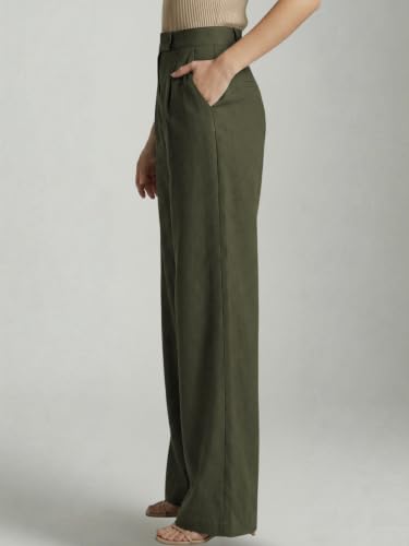 Image of Leriya Fashion Women Relaxed Fit Wide Leg Trousers | Malai Cottage Clip Closure Wide Leg Pants for Women | Casual Straight Lounge Pants with Pockets | Stylish Everyday Office Outfit Bottom Pant