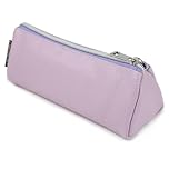 Fashion Stationery Small Pencil Case for Girls Women Thin MIni Slim Aesthetic Black Lilac Plain Pencil Cases for Teenagers Girl at Secondary School or Stocking Fillers at Christmas (Lilac)