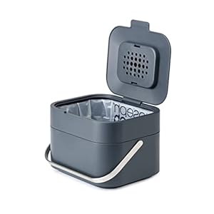 Joseph Joseph Stack 4 – Komposteimer küche, biomülleimer mit Geruchsfilter und deckel, Plastik, 4 Liter, Graphit