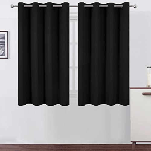 Image of LEMOMO Black Thermal Blackout Curtains /52 x 45 Inch /Set of 2 Panels Room Darkening Curtains