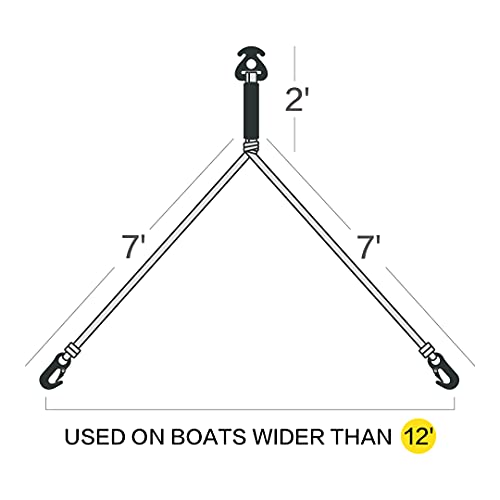 Obcursco 16ft Boat Tow Harness for Towing 4 Rider Towable Tube, Water Ski, Wakeboard (Yellow and Black) - Thumbnail 3