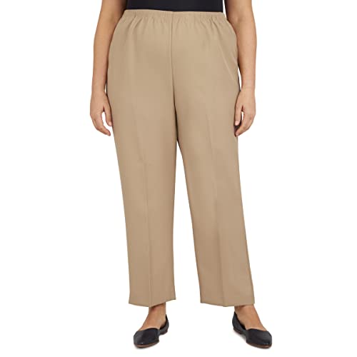 Pantalon court grande taille uni beige Alfred Dunner avec coupe fluide et légère