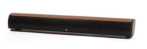 Bluetooth Leather Television Sound Bar - FRESHeBAR TV Soundbar - 24 inch, 90 Watt with Built-in Subwoofer - Dark Brown / Brown Leather