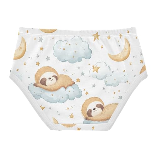 Wusikd Cute Sloth Girls' Underwear Cotton Clouds Moon Stars Girls Briefs Soft Toddler Underwear 2T2