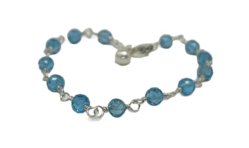 Bracelet topaze bleue femme fin LKBEADS bijoux argent 925 de 7pouces